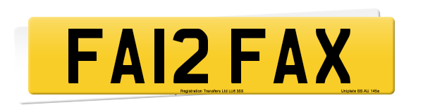 Registration number FA12 FAX